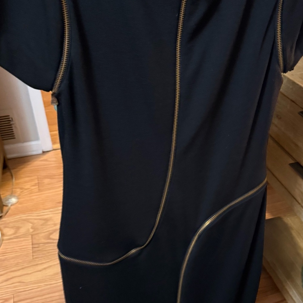 Ted Baker London Black Asymmetrical Zipper Bodycon Dress Size 3 (US 8) - Picture 6 of 7